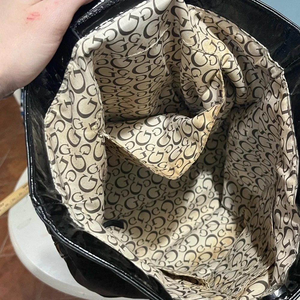 Black Guess monogram shoulder bag and wallet set